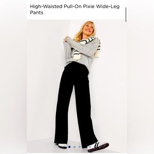 NWT High-Waisted Pull-On Pixie Wide-Leg Black Pants Size Small Petite